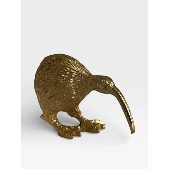 Vintage Brass Kiwi Bird Figurine Metal Animal Sculpture Home Decor Mini 2" - Picture 8 of 10